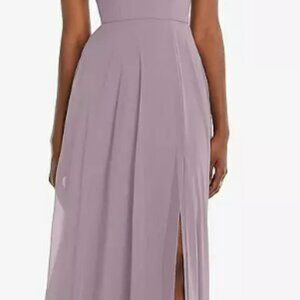 Dessy Off-The-Shoulder basqure dress in Lilac Dusk